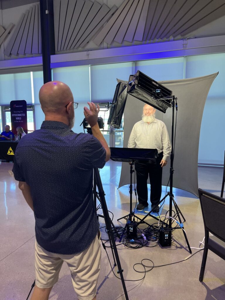 On-location corporate headshot setup Phoenix mobile studio photography